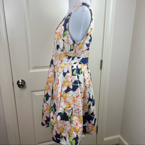 J Crew Dress Sateen Floral Fit & Flare Midi Dress C3327 Sz 6 - Picture 7 of 15